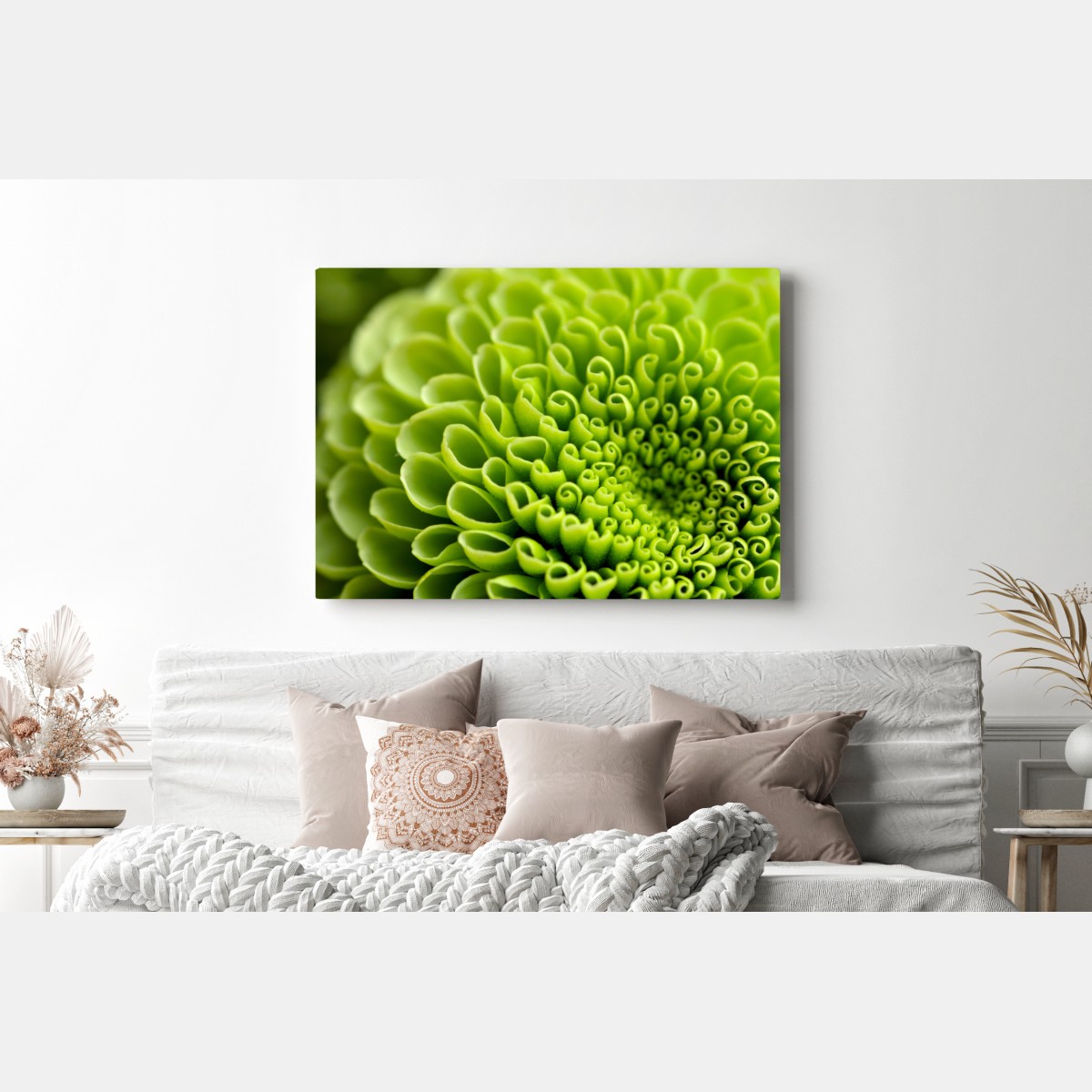 Leinwandbild leuchtende grüne blumenspirale im makro – Wallnifity® Leinwandbild leuchtende grüne blumenspirale im makro – Wallnifity®