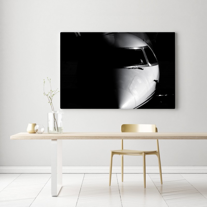 Leinwandbild monochromes porträt der flugzeugnase – Wallnifity® Leinwandbild monochromes porträt der flugzeugnase – Wallnifity®