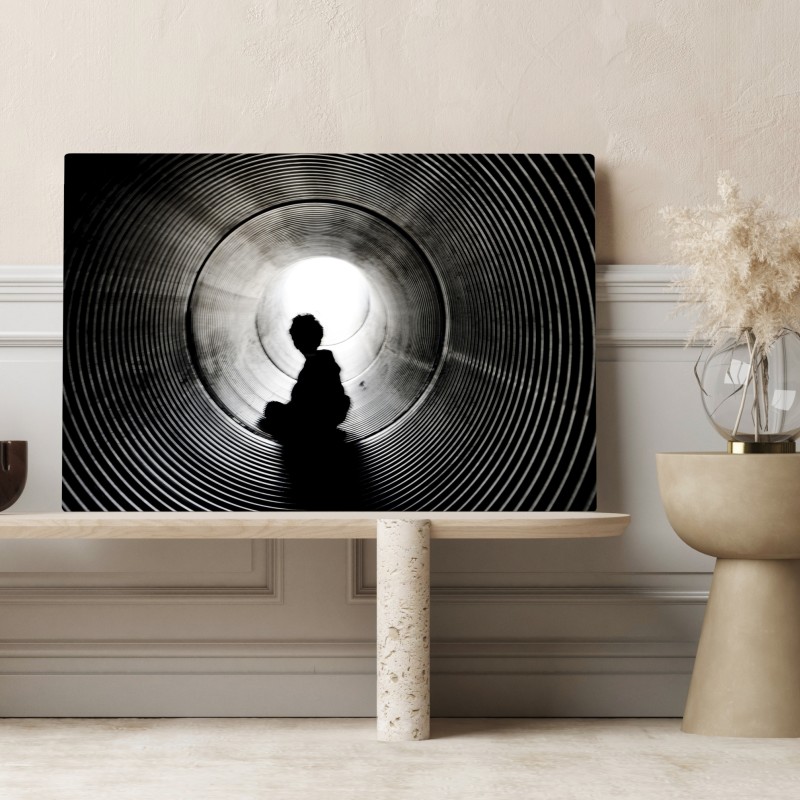 Leinwandbild silhouette in einem spiraltunnel – Wallnifity® Leinwandbild silhouette in einem spiraltunnel – Wallnifity®