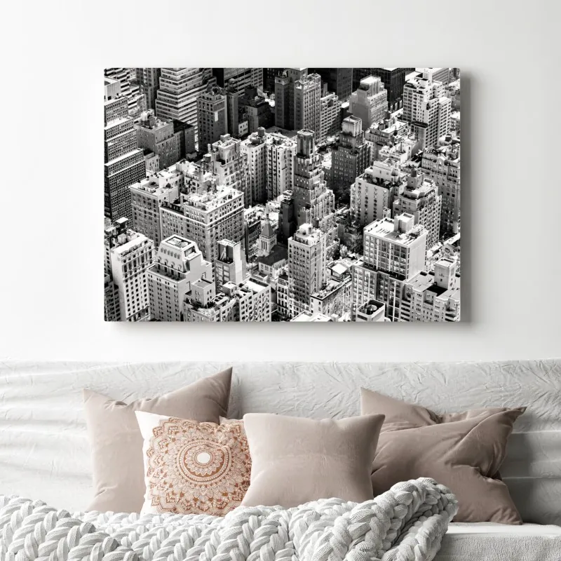 Leinwandbild Manhattan luftaufnahme skyline in monochrom – Wallnifity® Leinwandbild Manhattan luftaufnahme skyline in monochrom – Wallnifity®