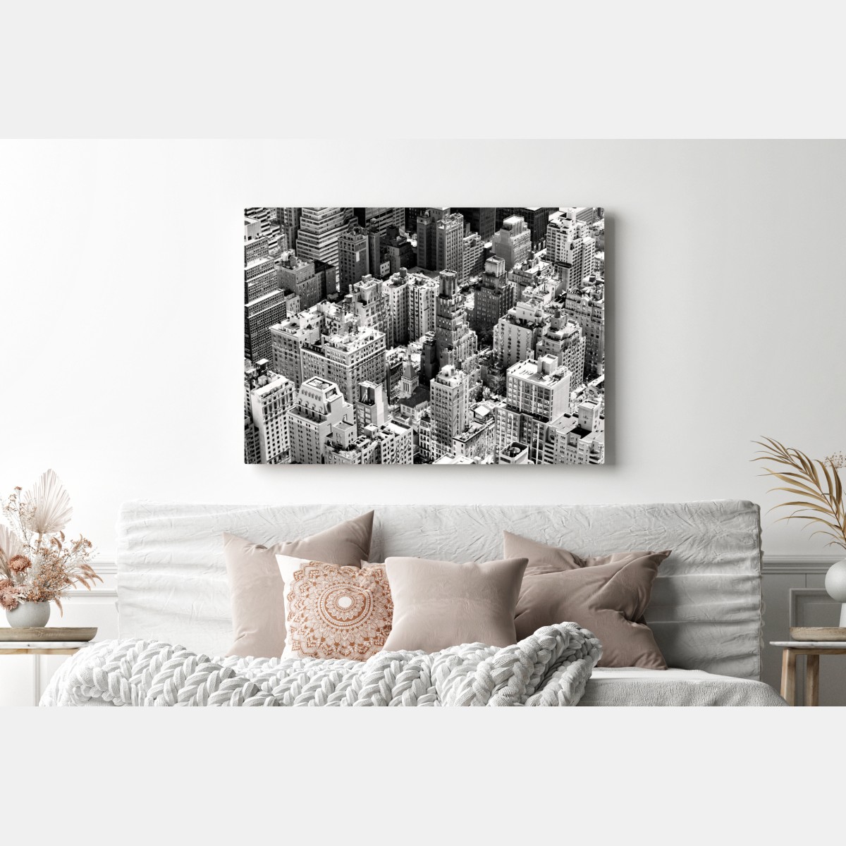 Leinwandbild Manhattan luftaufnahme skyline in monochrom – Wallnifity® Leinwandbild Manhattan luftaufnahme skyline in monochrom – Wallnifity®