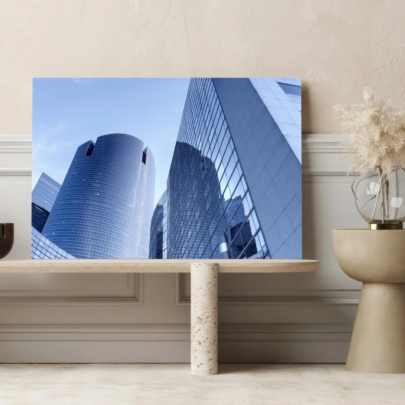 Leinwandbild moderne blaue stadtsilhouette – Wallnifity® Leinwandbild moderne blaue stadtsilhouette – Wallnifity®