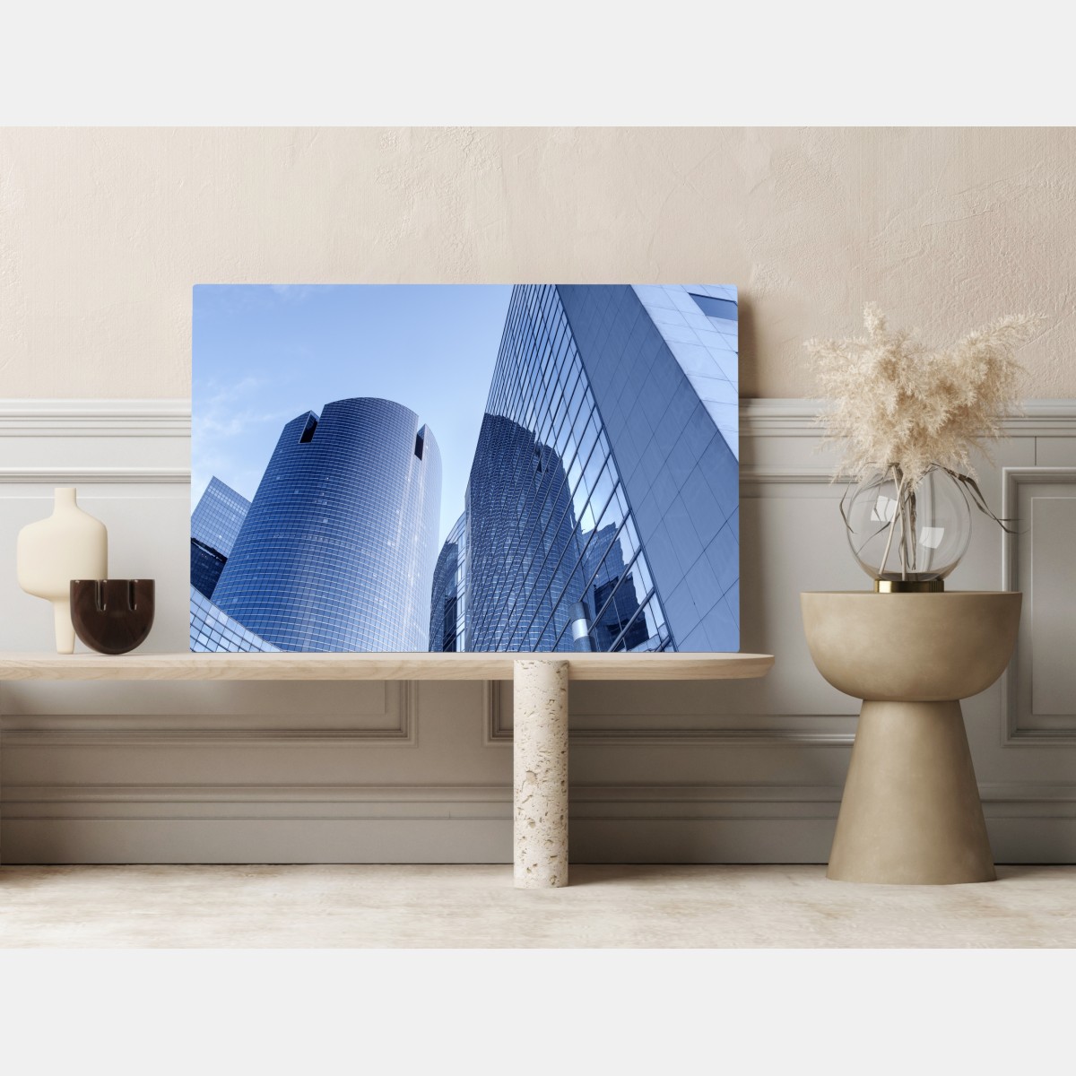 Leinwandbild moderne blaue stadtsilhouette – Wallnifity® Leinwandbild moderne blaue stadtsilhouette – Wallnifity®