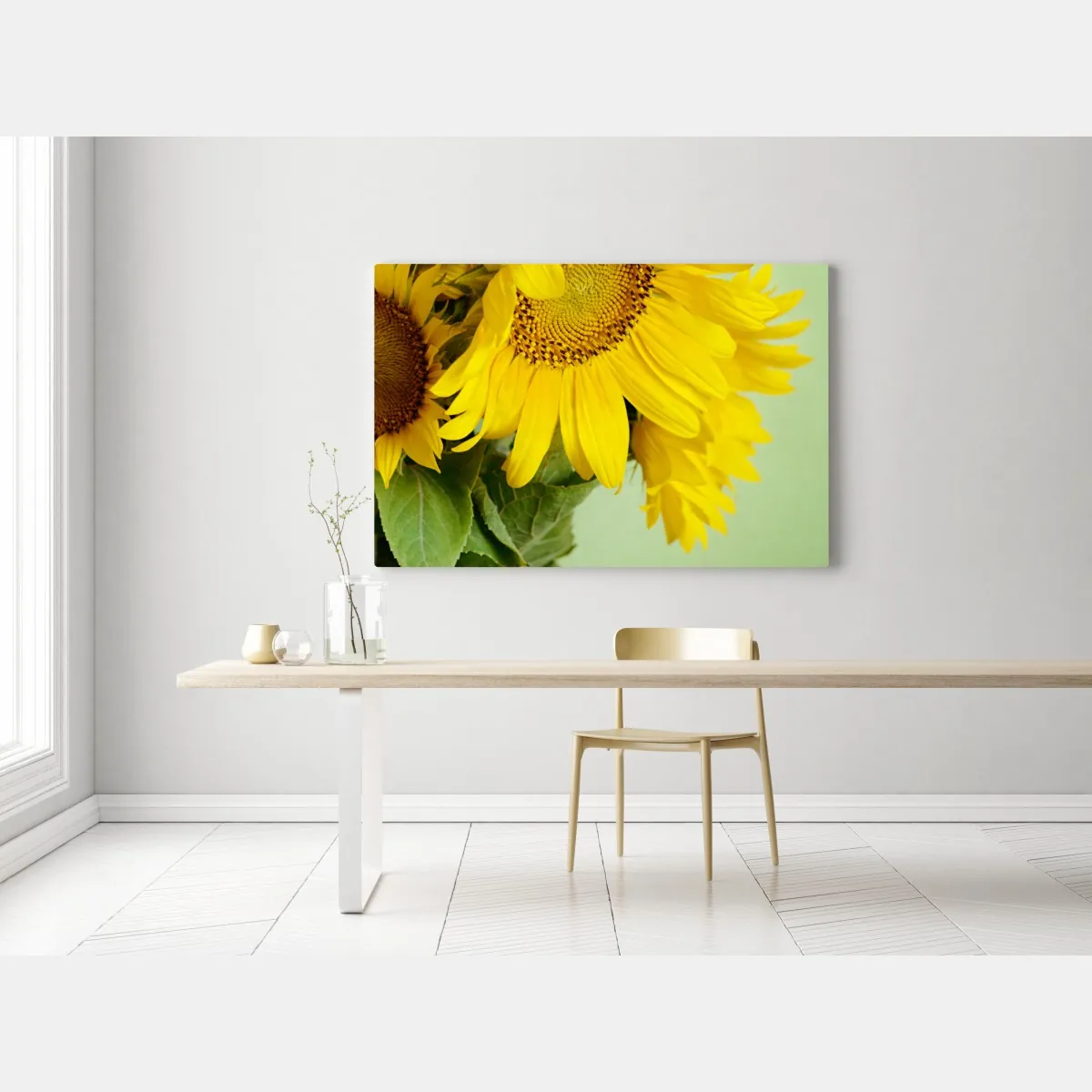 Leinwandbild heller sonnenblumenstrauß auf grünem hintergrund – Wallnifity® Leinwandbild heller sonnenblumenstrauß auf grünem hintergrund – Wallnifity®