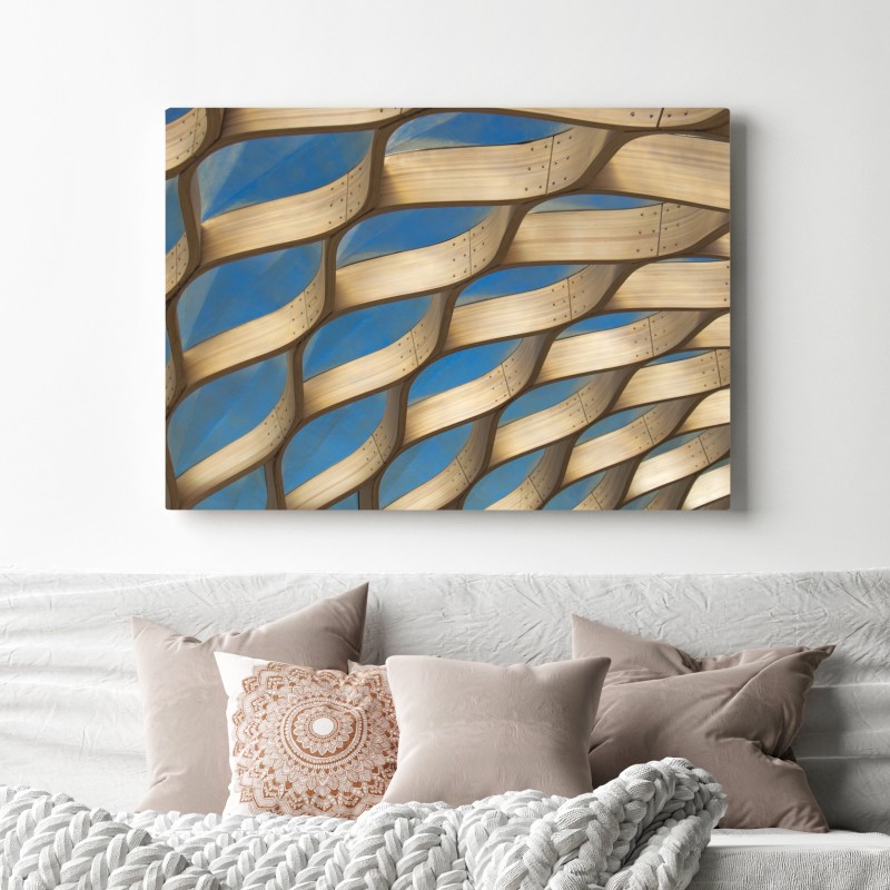 Leinwandbild holzlamellen überdachung in Chicago – Wallnifity®