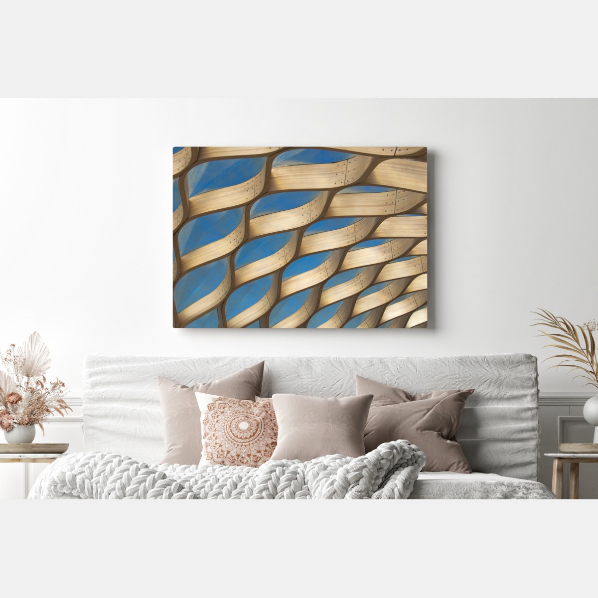 Leinwandbild holzlamellen überdachung in Chicago – Wallnifity®