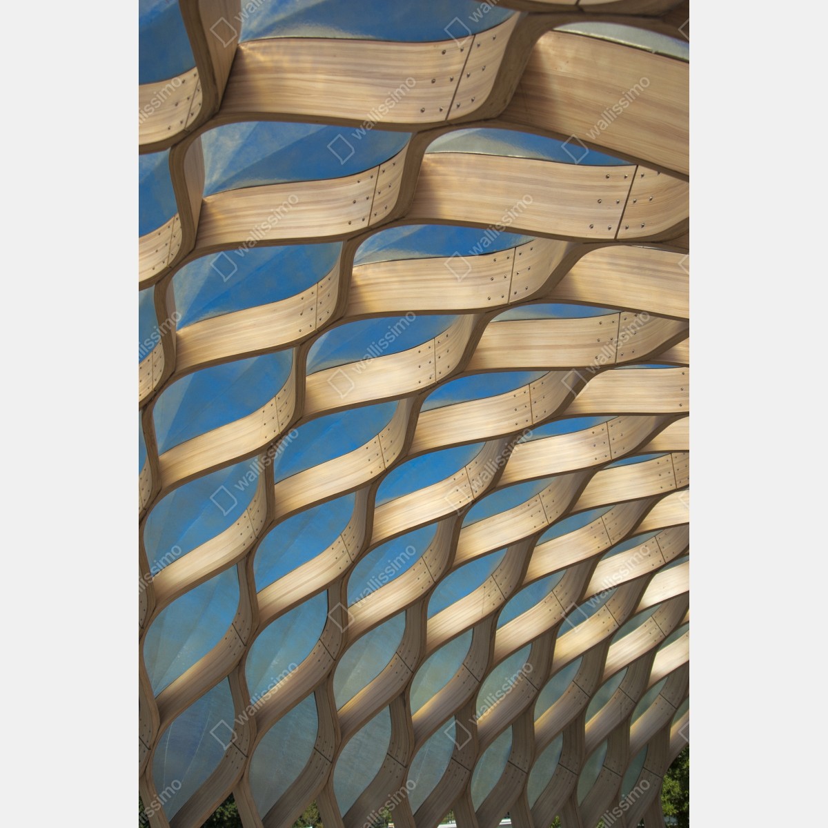 Leinwandbild holzlamellen überdachung in Chicago – Wallnifity®