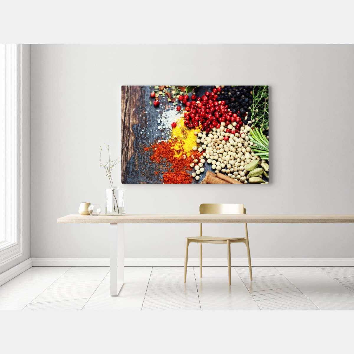 Leinwandbild buntes gewürzsortiment auf rustikalem holz – Wallnifity® Leinwandbild buntes gewürzsortiment auf rustikalem holz – Wallnifity®