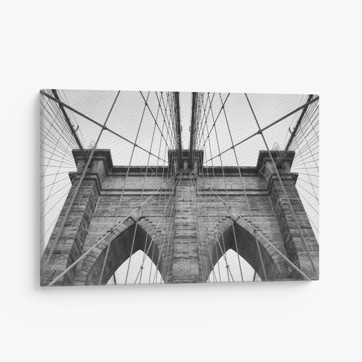 Leinwandbild perspektive der Brooklyn Bridge in monochrom – Wallnifity® Leinwandbild perspektive der Brooklyn Bridge in monochrom – Wallnifity®