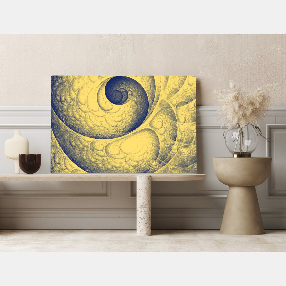 Leinwandbild goldene spiralförmige fraktalstruktur – Wallnifity® Leinwandbild goldene spiralförmige fraktalstruktur – Wallnifity®