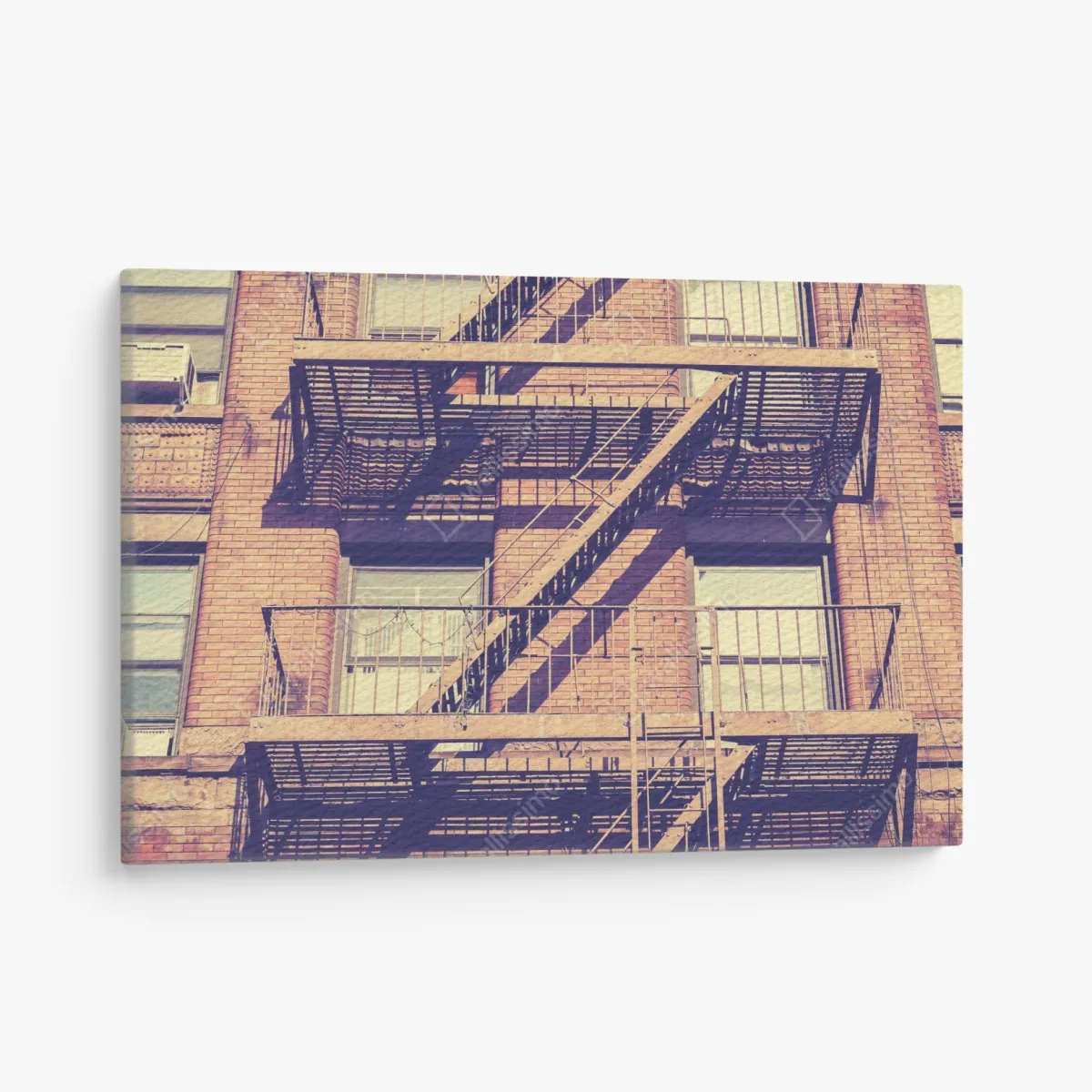 Leinwandbild vintage feuertreppen aus New York – Wallnifity® Leinwandbild vintage feuertreppen aus New York – Wallnifity®