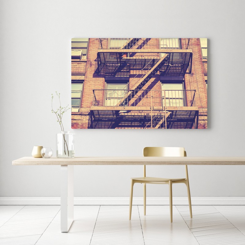 Leinwandbild vintage feuertreppen aus New York – Wallnifity® Leinwandbild vintage feuertreppen aus New York – Wallnifity®