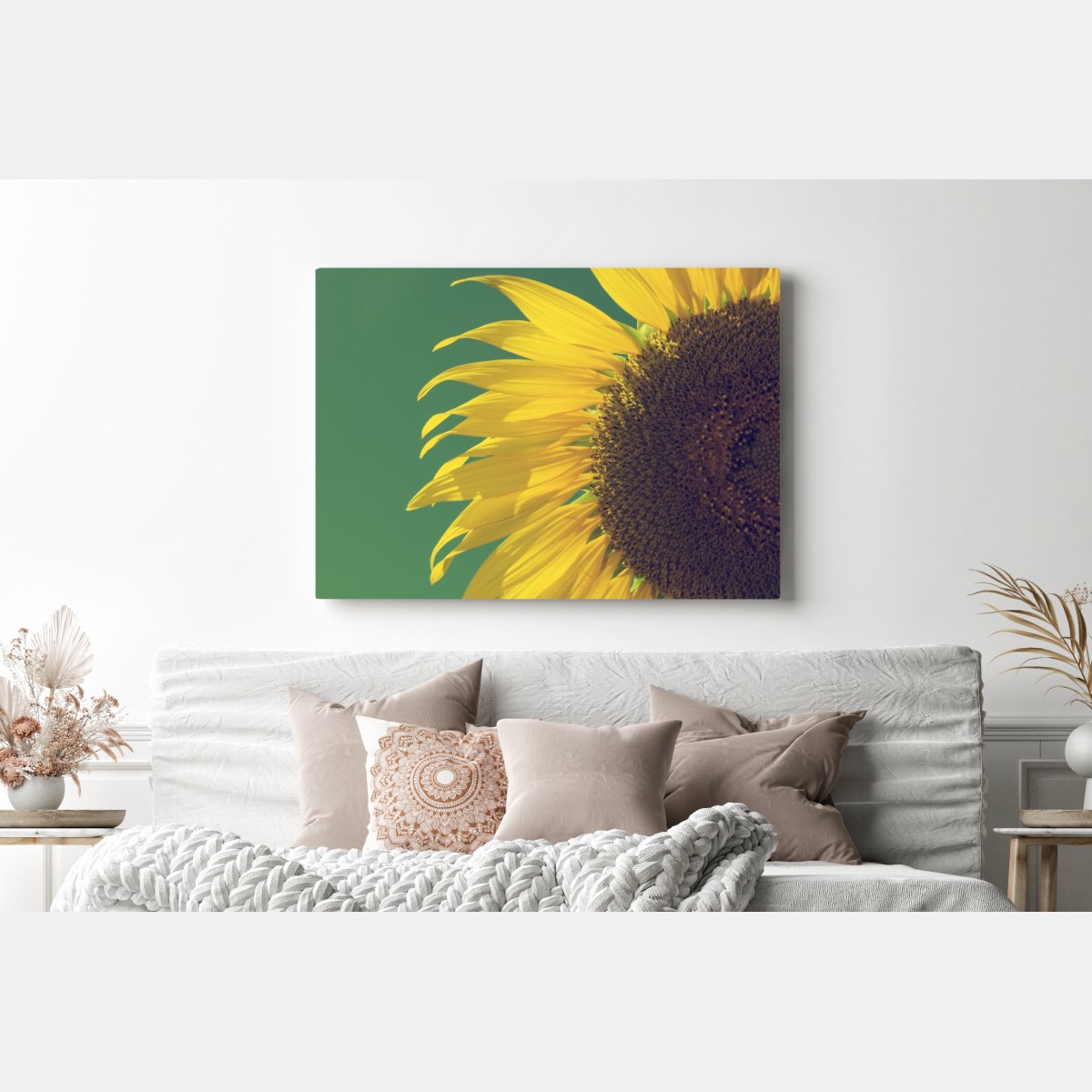 Leinwandbild strahlende sonnenblume vor vintage-himmel – Wallnifity® Leinwandbild strahlende sonnenblume vor vintage-himmel – Wallnifity®