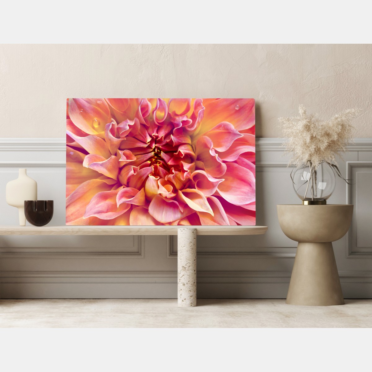 Leinwandbild rosa dahlie nahaufnahme – Wallnifity® Leinwandbild rosa dahlie nahaufnahme – Wallnifity®