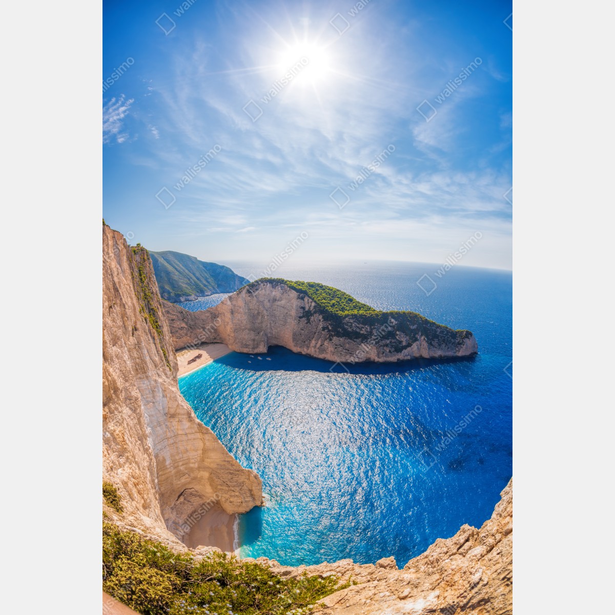 Leinwandbild sonnenklippen am Navagio strand, Zakynthos – Wallnifity® Leinwandbild sonnenklippen am Navagio strand, Zakynthos – Wallnifity®