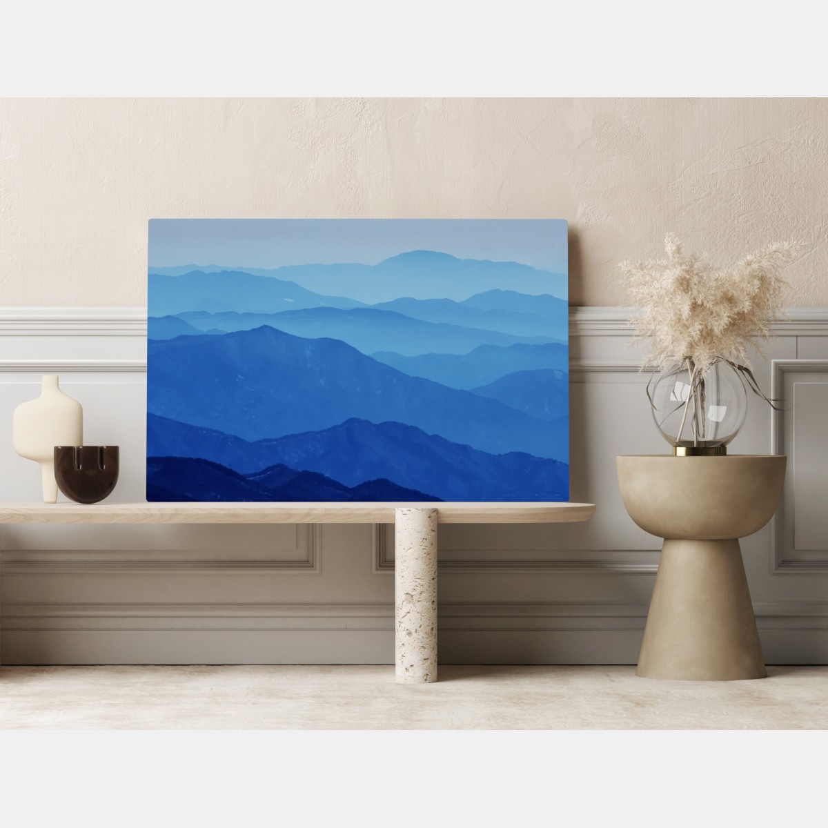 Leinwandbild neblige blaue bergschichten – Wallnifity® Leinwandbild neblige blaue bergschichten – Wallnifity®