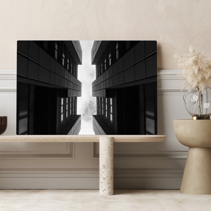 Leinwandbild vertikale städtische symmetrie in monochrom – Wallnifity® Leinwandbild vertikale städtische symmetrie in monochrom – Wallnifity®