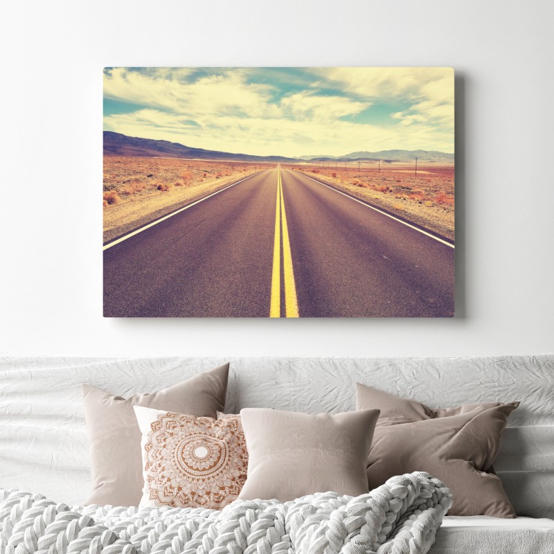 Leinwandbild vintage wüstenstraße, Death Valley – Wallnifity® Leinwandbild vintage wüstenstraße, Death Valley – Wallnifity®