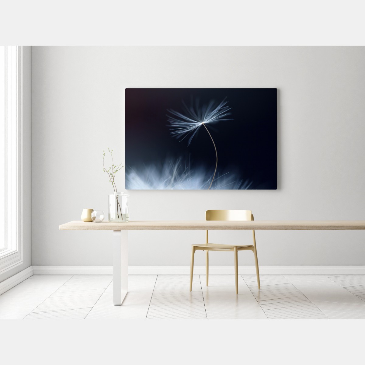 Leinwandbild zarte makroaufnahme eines löwenzahnsamens – Wallnifity®