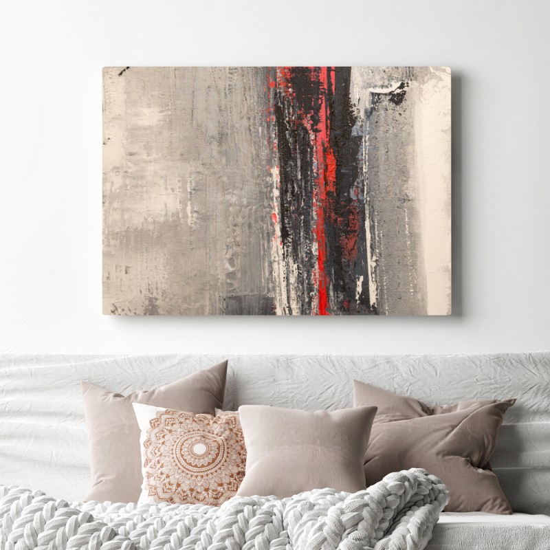 Leinwandbild strukturierte abstraktion mit rotem akzent – Wallnifity® Leinwandbild strukturierte abstraktion mit rotem akzent – Wallnifity®