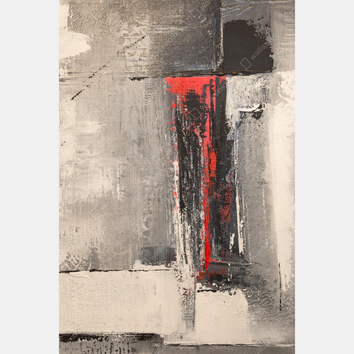 Leinwandbild strukturierte abstraktion mit rotem akzent – Wallnifity® Leinwandbild strukturierte abstraktion mit rotem akzent – Wallnifity®