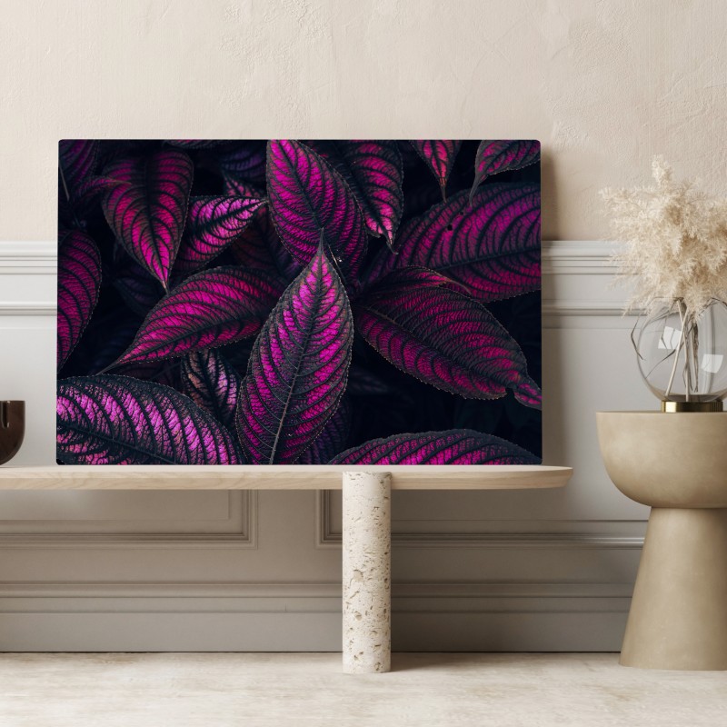 Leinwandbild leuchtendes violettes blättermotiv – Wallnifity® Leinwandbild leuchtendes violettes blättermotiv – Wallnifity®
