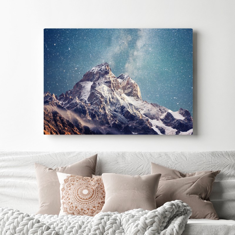 Leinwandbild sternennacht über Ushba – Wallnifity® Leinwandbild sternennacht über Ushba – Wallnifity®