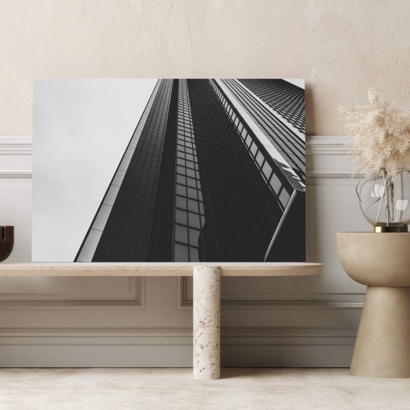 Leinwandbild monochromer wolkenkratzer in perspektive – Wallnifity® Leinwandbild monochromer wolkenkratzer in perspektive – Wallnifity®