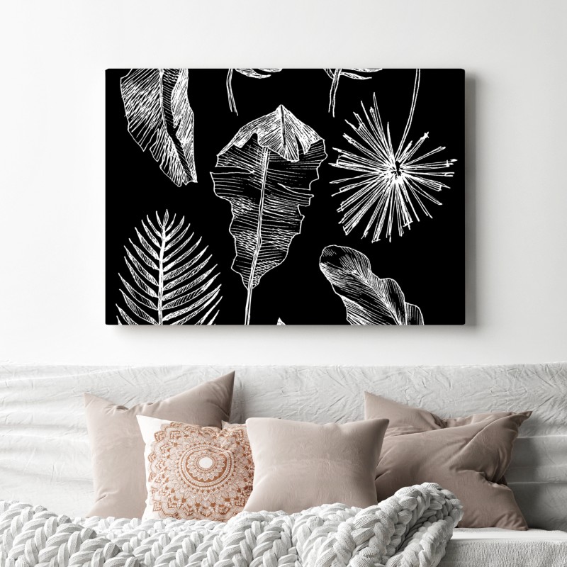 Leinwandbild monochrome blattkomposition – Wallnifity® Leinwandbild monochrome blattkomposition – Wallnifity®