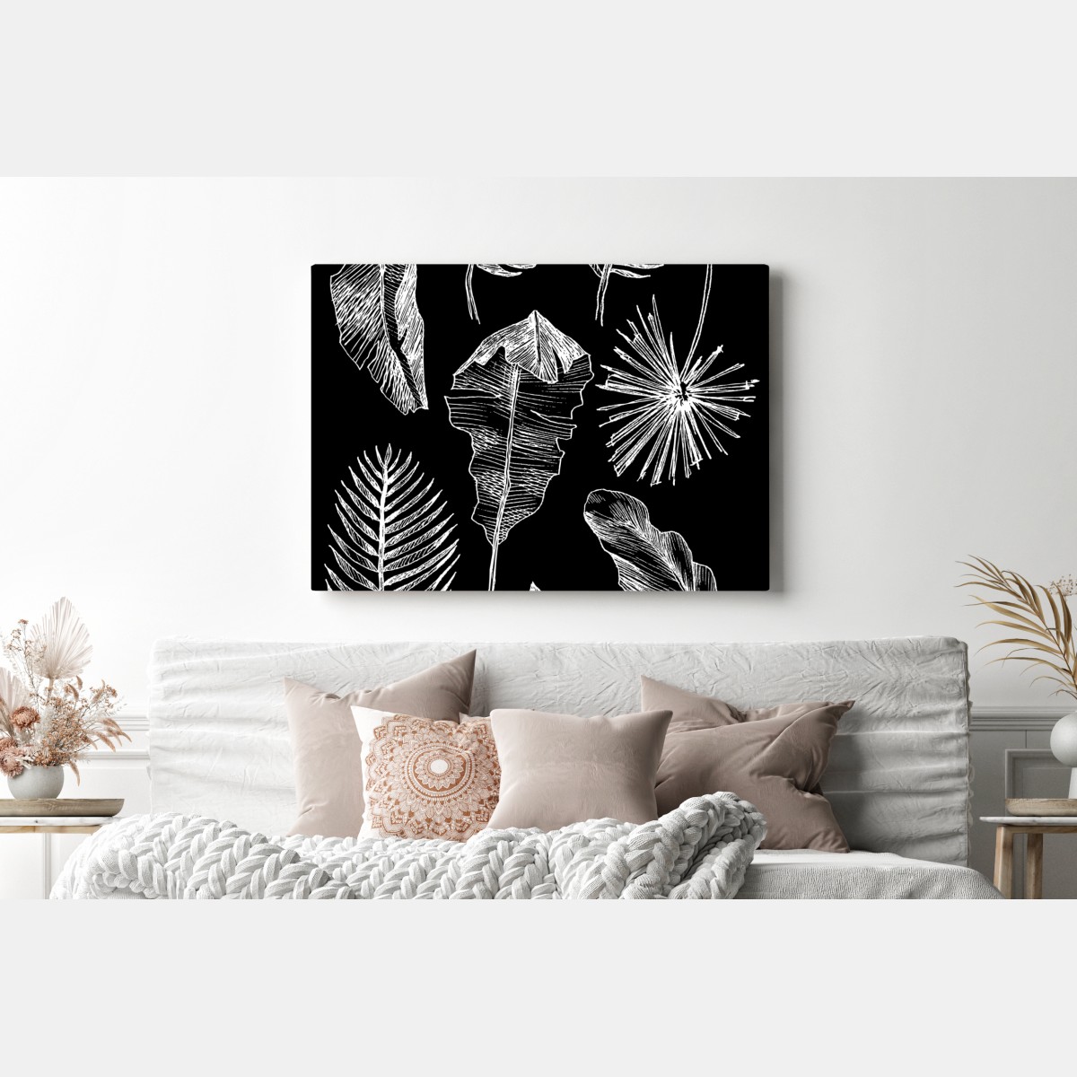 Leinwandbild monochrome blattkomposition – Wallnifity® Leinwandbild monochrome blattkomposition – Wallnifity®