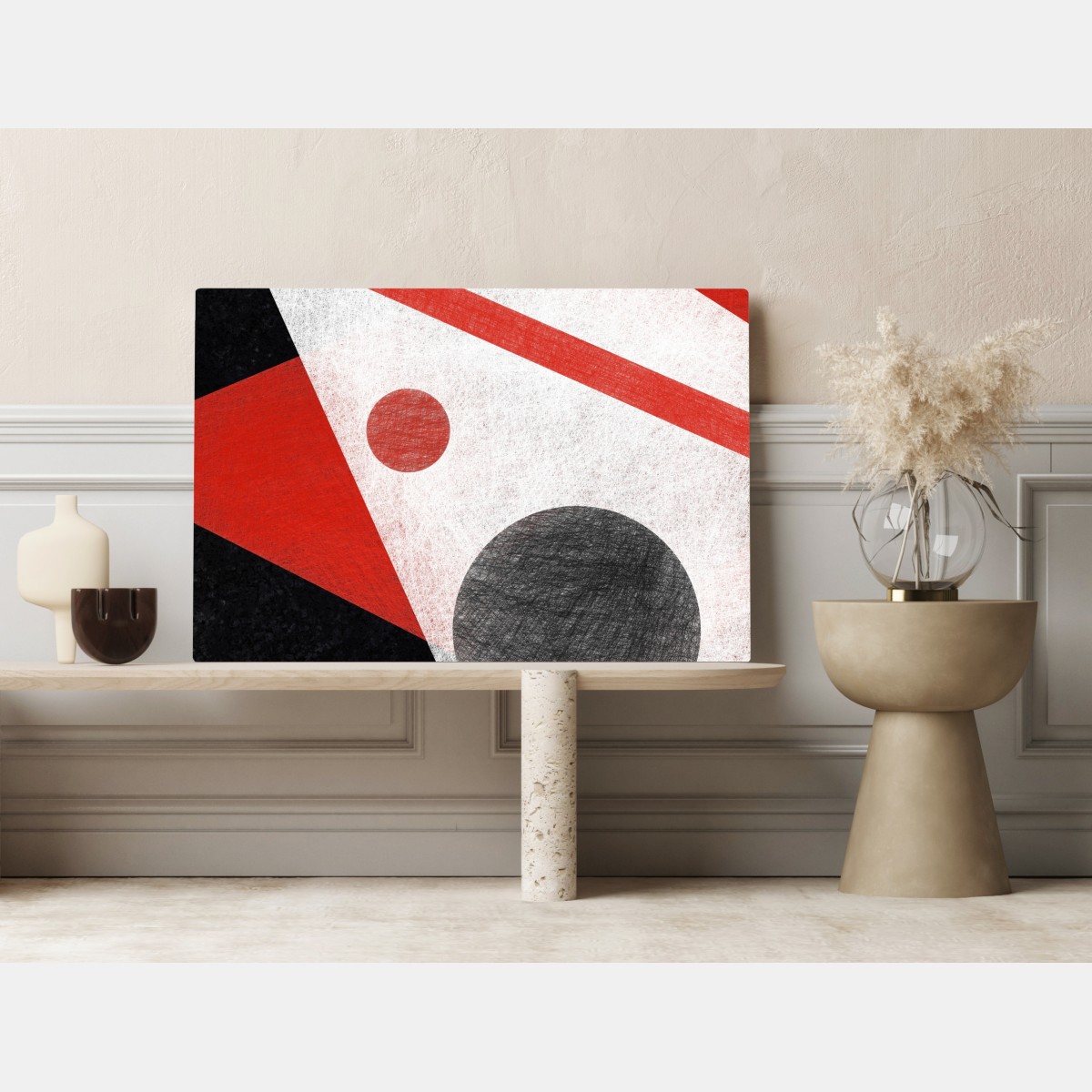 Leinwandbild geometrische abstraktion in rot und schwarz – Wallnifity®