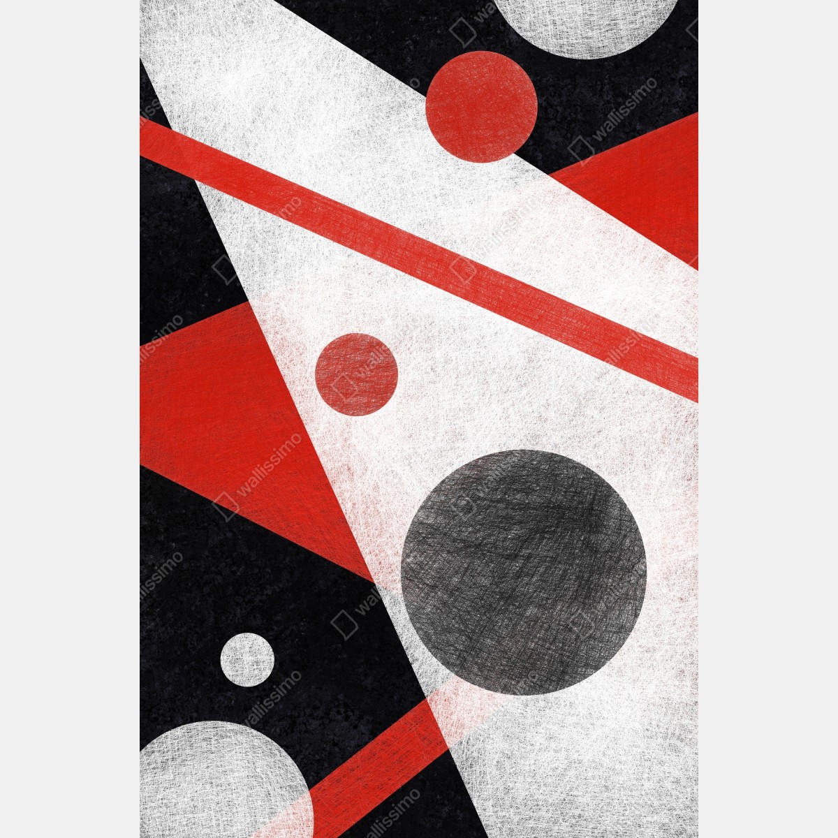 Leinwandbild geometrische abstraktion in rot und schwarz – Wallnifity®