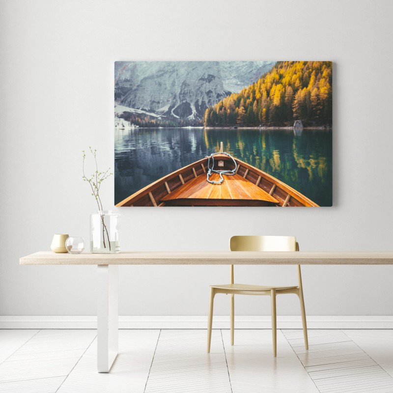 Leinwandbild sonnenaufgang am Lago di Braies – Wallnifity® Leinwandbild sonnenaufgang am Lago di Braies – Wallnifity®