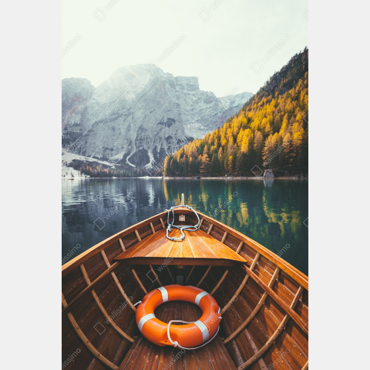 Leinwandbild sonnenaufgang am Lago di Braies – Wallnifity® Leinwandbild sonnenaufgang am Lago di Braies – Wallnifity®