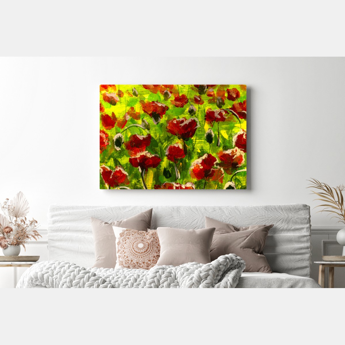 Leinwandbild feld roter mohnblumen – Wallnifity® Leinwandbild feld roter mohnblumen – Wallnifity®