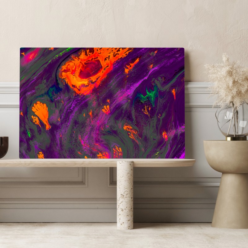 Leinwandbild traditionelle ebru abstrakte marmormuster in lila und orange – Wallnifity® Leinwandbild traditionelle ebru abstrakte marmormuster in lila und orange – Wallnifity®