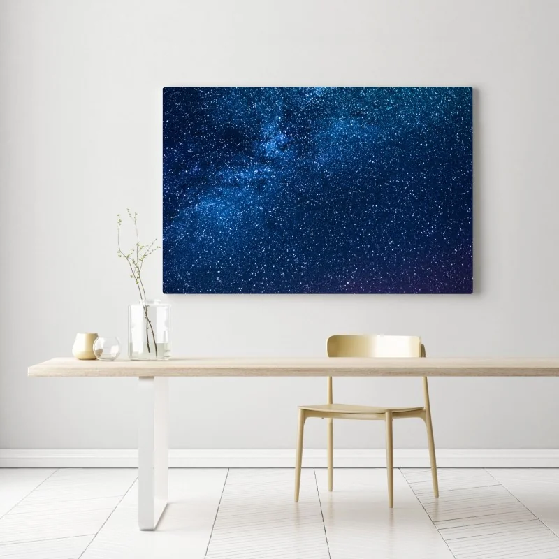 Leinwandbild tiefblauer nachthimmel mit milchstraße und sternschnuppe – Wallnifity® Leinwandbild tiefblauer nachthimmel mit milchstraße und sternschnuppe – Wallnifity®