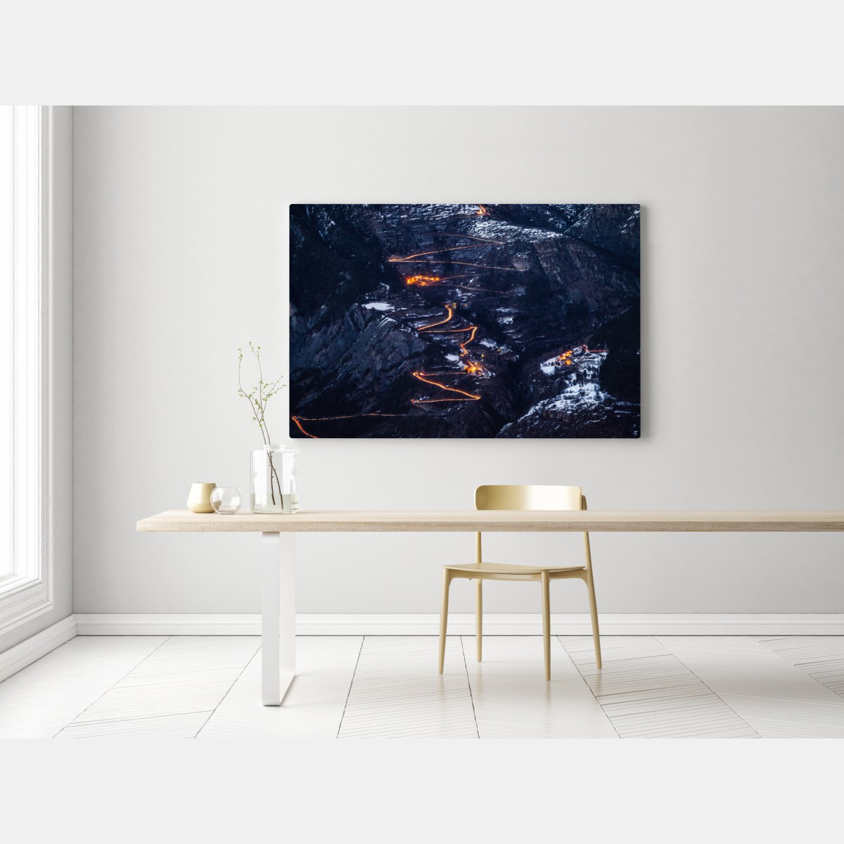 Leinwandbild Alpe d'Huez nächtliche auffahrt auf der serpentinenstraße – Wallnifity®