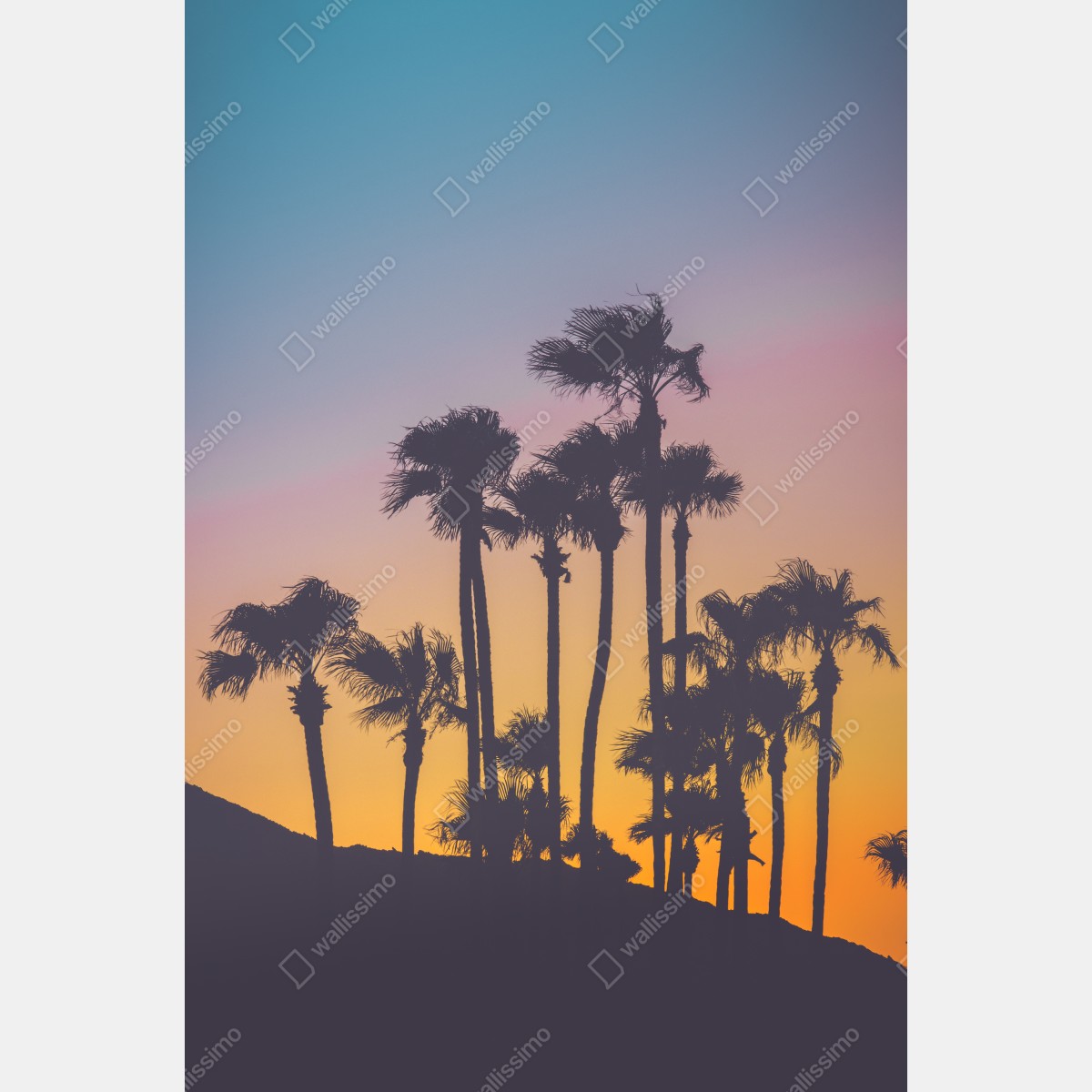 Leinwandbild retro tropische palmen bei sonnenuntergang – Wallnifity® Leinwandbild retro tropische palmen bei sonnenuntergang – Wallnifity®