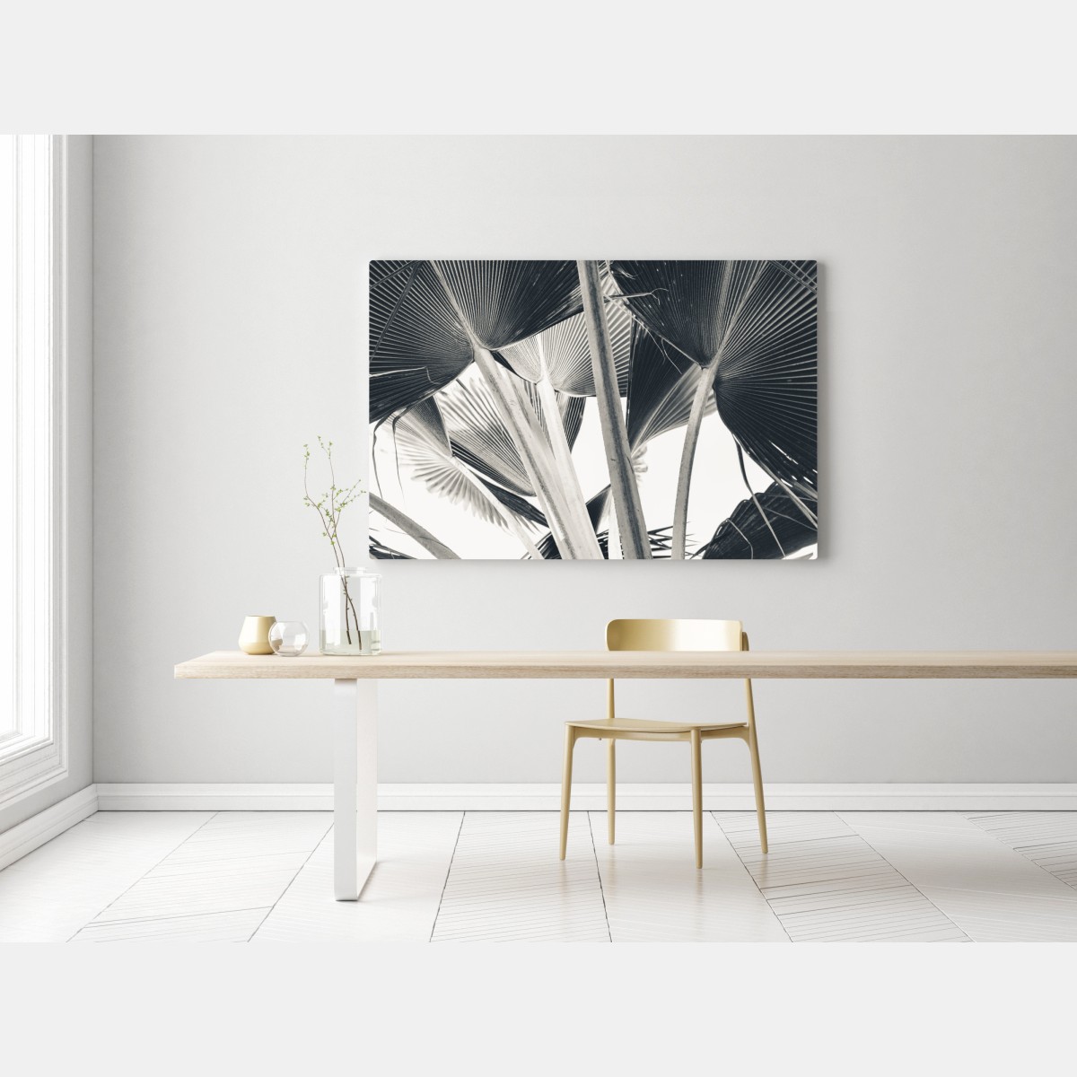 Leinwandbild tropische komposition von bananenblättern – Wallnifity® Leinwandbild tropische komposition von bananenblättern – Wallnifity®