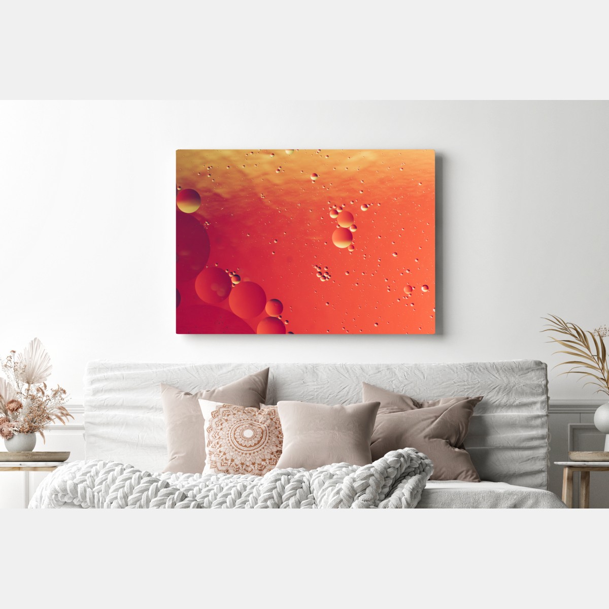 Leinwandbild warme orange abstraktion mit blasen – Wallnifity® Leinwandbild warme orange abstraktion mit blasen – Wallnifity®