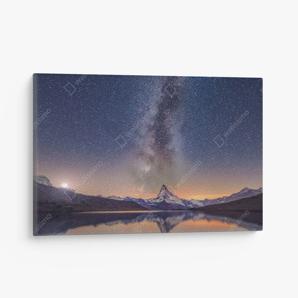 Leinwandbild milchstraße über alpengipfel gespiegelt im see – Wallnifity® Leinwandbild milchstraße über alpengipfel gespiegelt im see – Wallnifity®