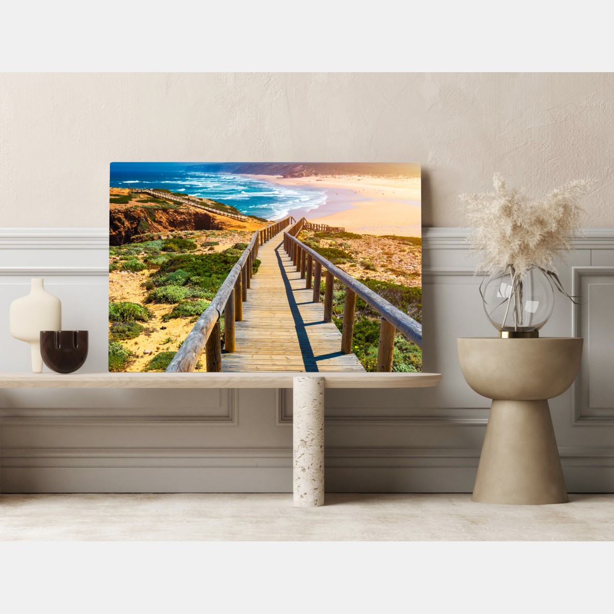 Leinwandbild steg zur Praia da Bordeira – Wallnifity® Leinwandbild steg zur Praia da Bordeira – Wallnifity®