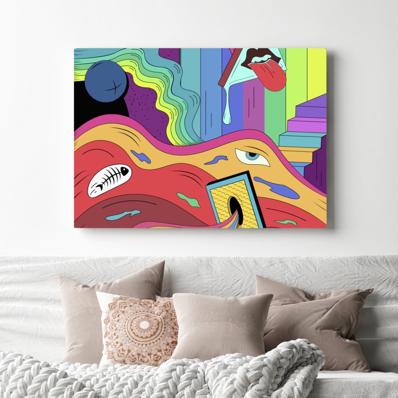 Leinwandbild psychedelische pop-art traumlandschaft – Wallnifity® Leinwandbild psychedelische pop-art traumlandschaft – Wallnifity®