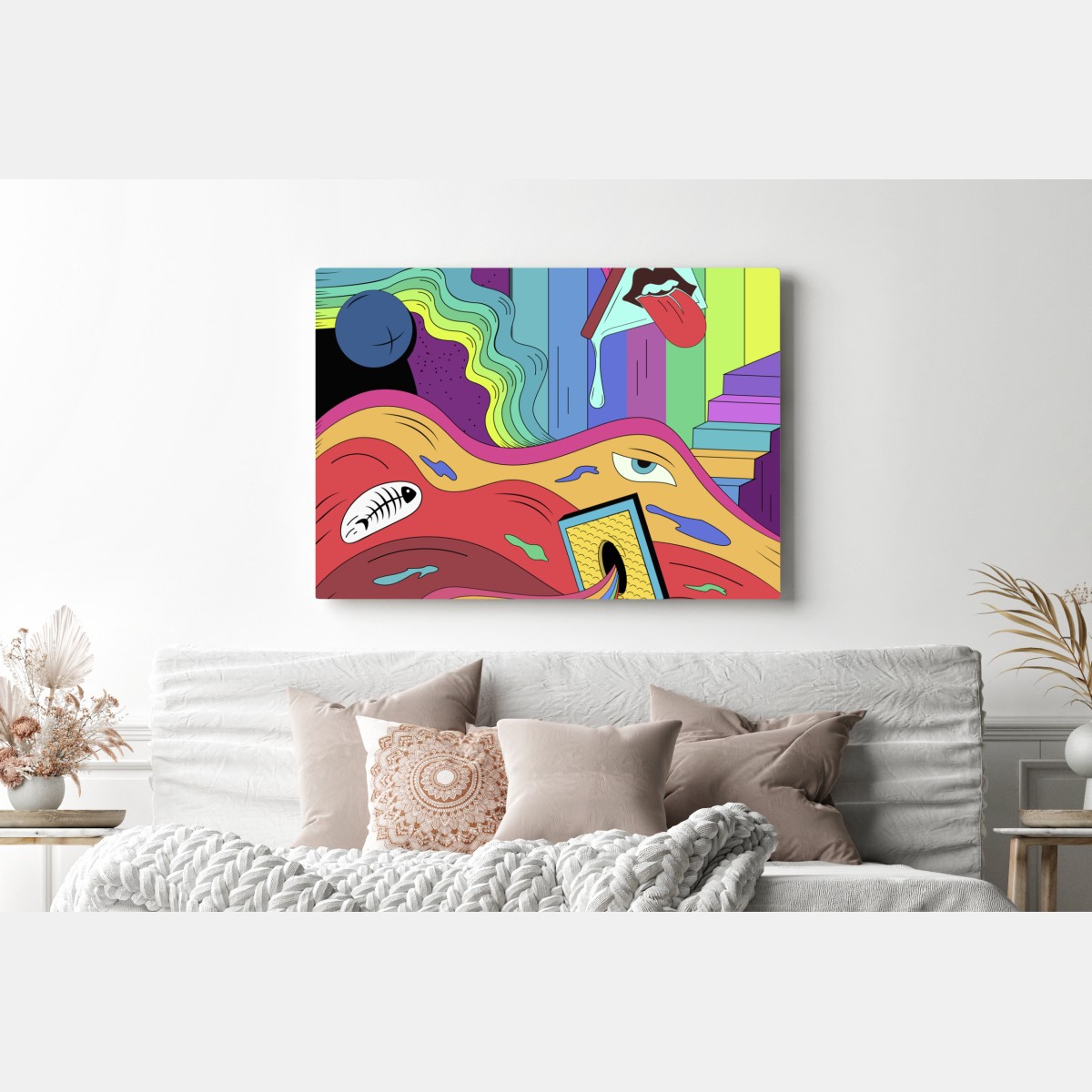 Leinwandbild psychedelische pop-art traumlandschaft – Wallnifity® Leinwandbild psychedelische pop-art traumlandschaft – Wallnifity®