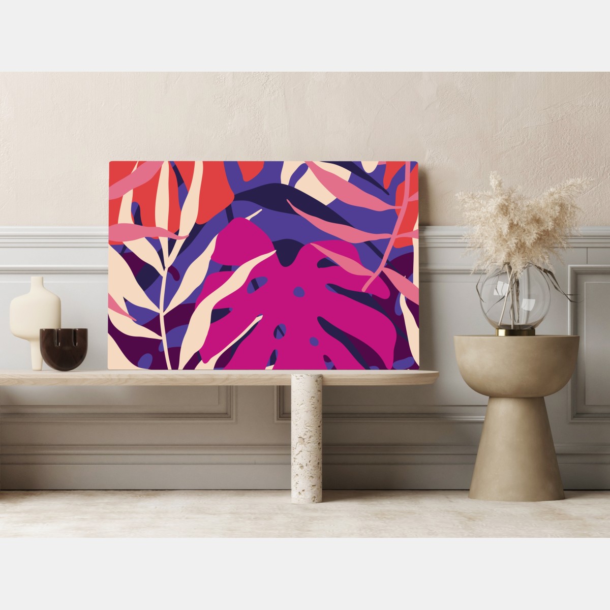 Leinwandbild pastell tropisches blattmuster – Wallnifity® Leinwandbild pastell tropisches blattmuster – Wallnifity®