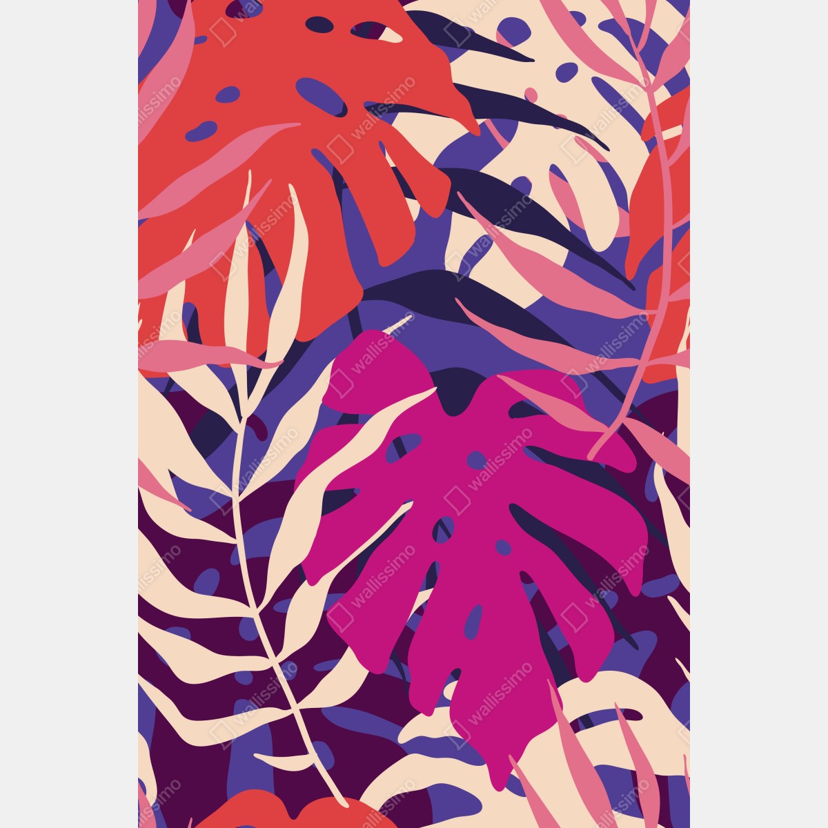 Leinwandbild pastell tropisches blattmuster – Wallnifity® Leinwandbild pastell tropisches blattmuster – Wallnifity®