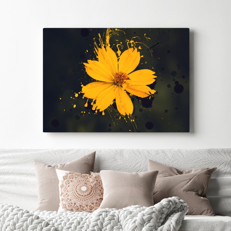 Leinwandbild leuchtende gelbe blüte auf dunklem hintergrund – Wallnifity® Leinwandbild leuchtende gelbe blüte auf dunklem hintergrund – Wallnifity®