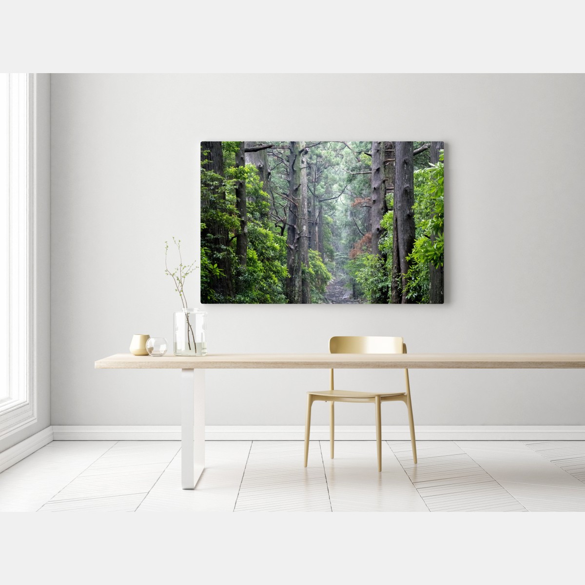 Leinwandbild mystischer waldweg zwischen alten bäumen – Wallnifity® Leinwandbild mystischer waldweg zwischen alten bäumen – Wallnifity®