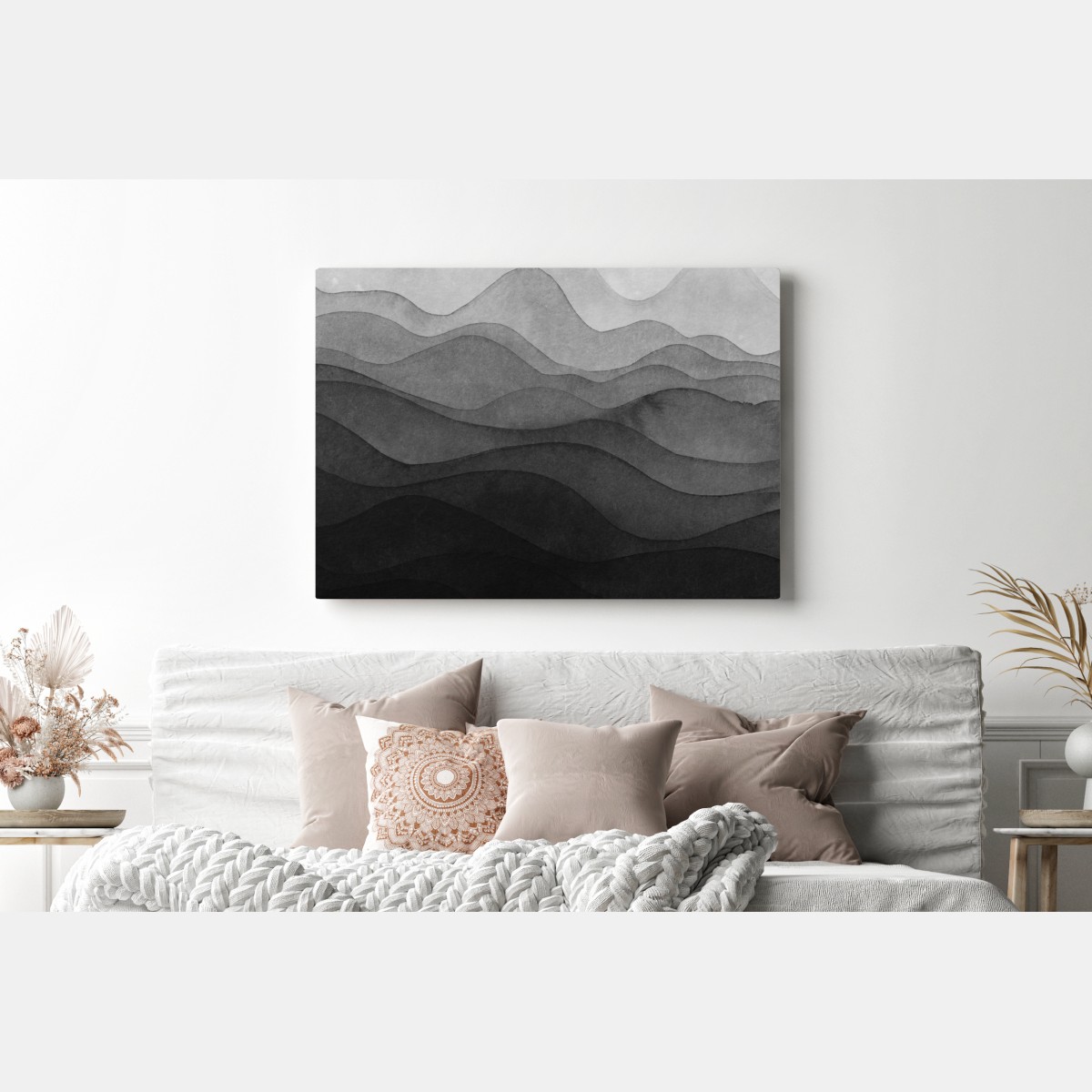 Leinwandbild monochrome geschichtete berge – Wallnifity® Leinwandbild monochrome geschichtete berge – Wallnifity®